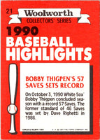 1991 Topps Woolworth Baseball Highlights Bobby Thigpen #21