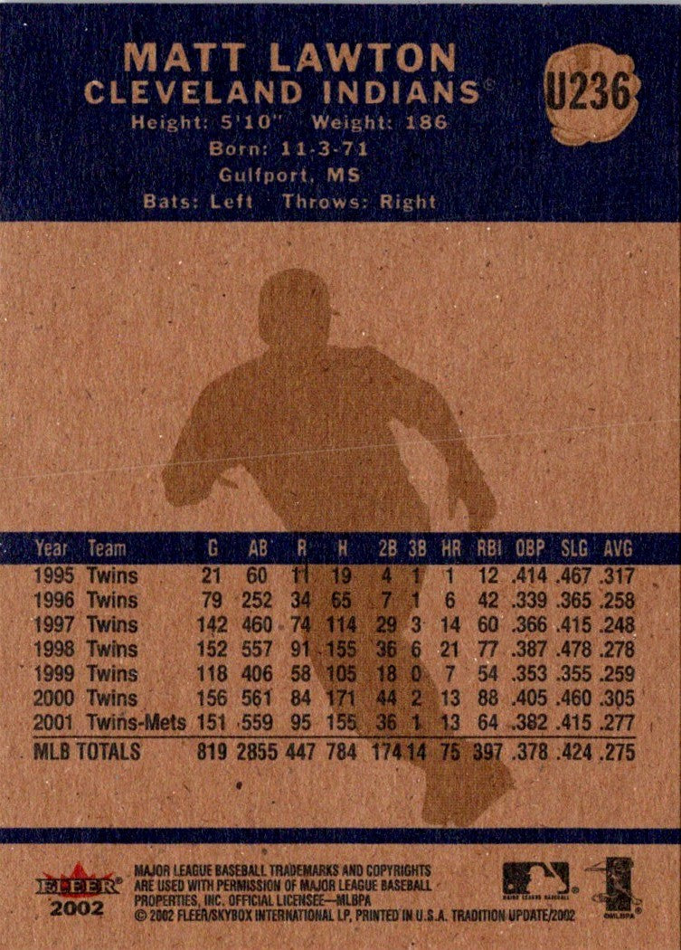 2002 Fleer Tradition Update Matt Lawton