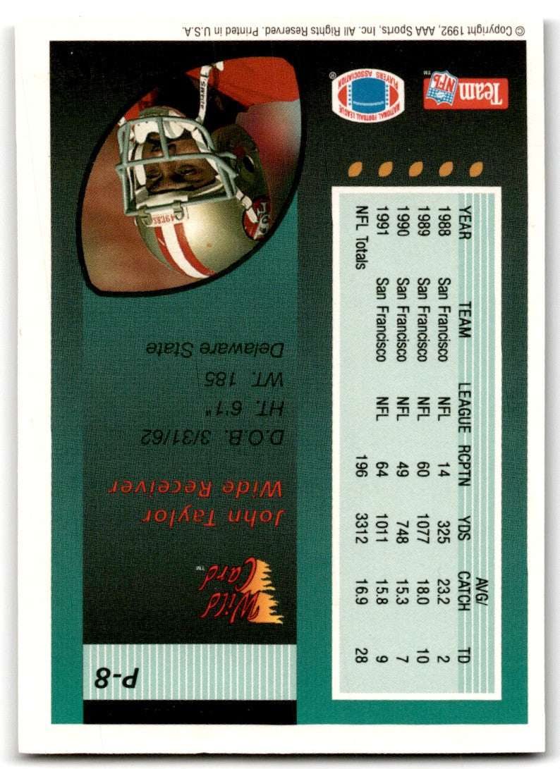 1992 Wild Card NFL Prototypes John Taylor