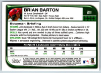 2008 Bowman Chrome Brian Barton #211 Rookie