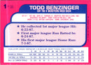 1988 Topps Toys'R'Us Rookies Todd Benzinger
