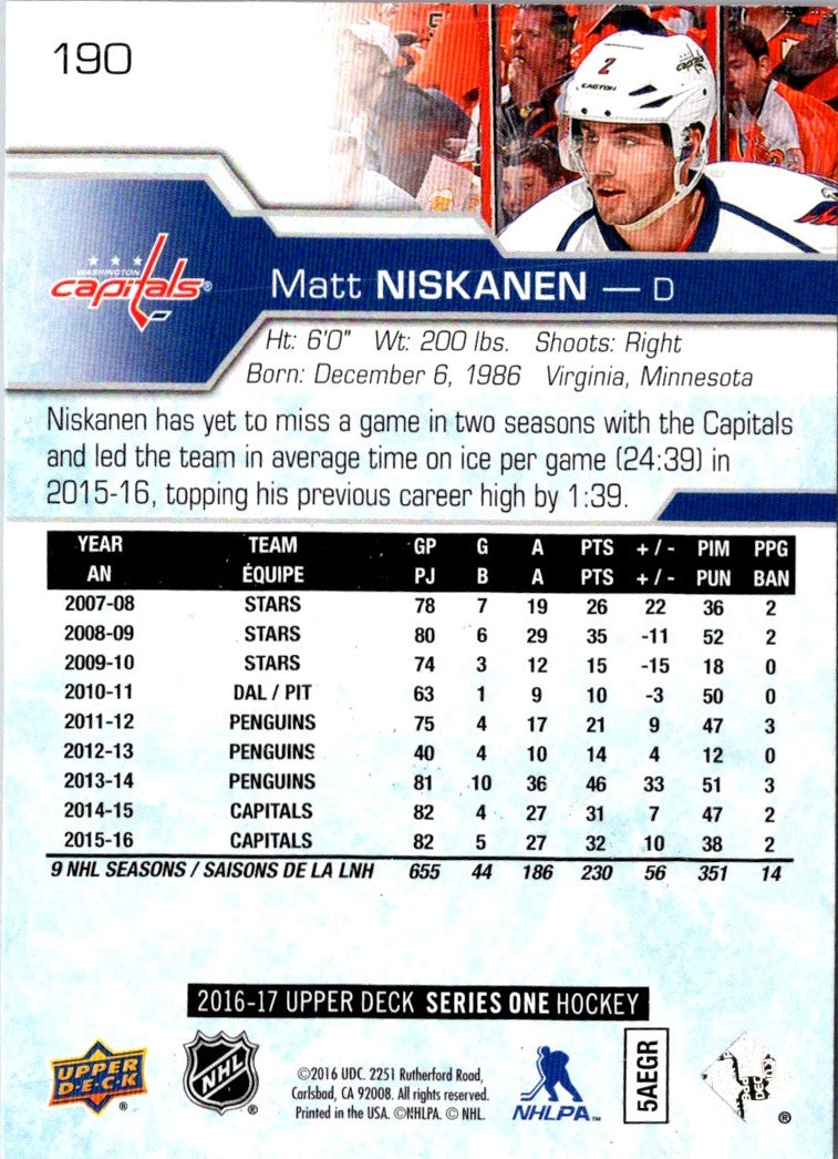 2016 Upper Deck Matt Niskanen