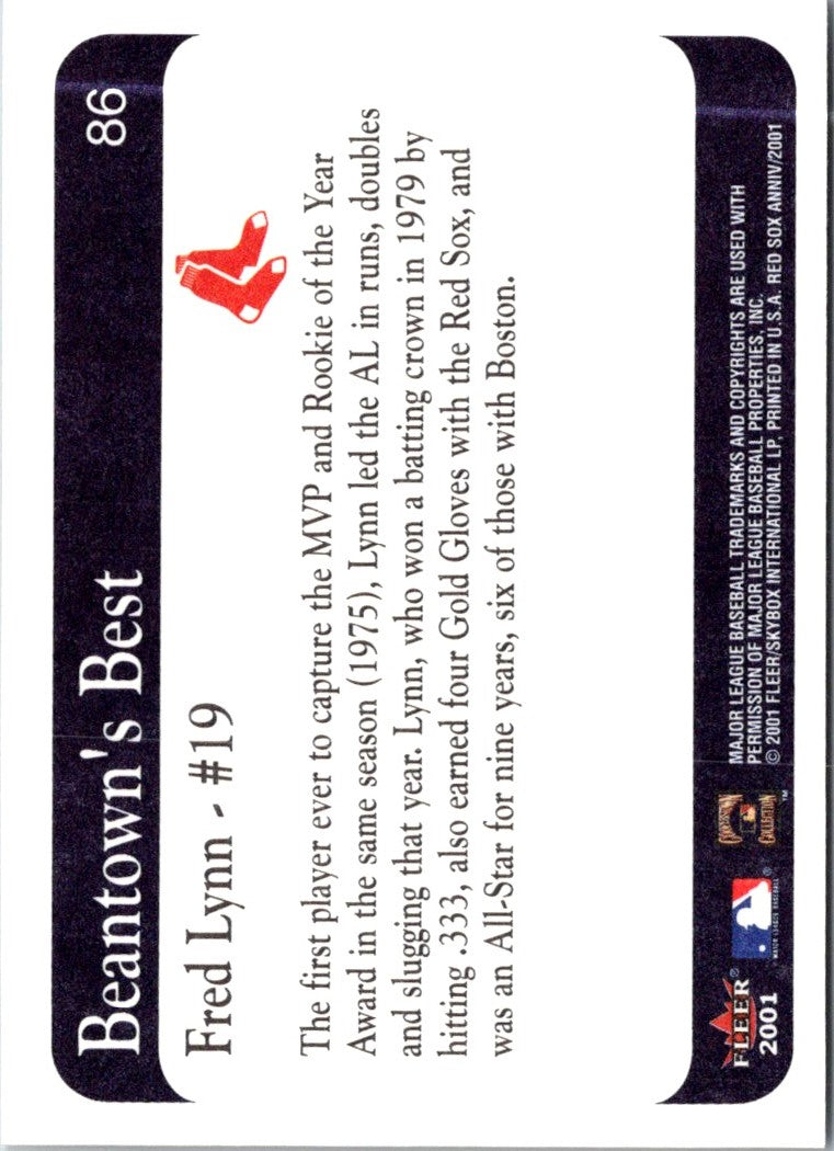 2001 Fleer Boston Red Sox 100th Anniversary Fred Lynn