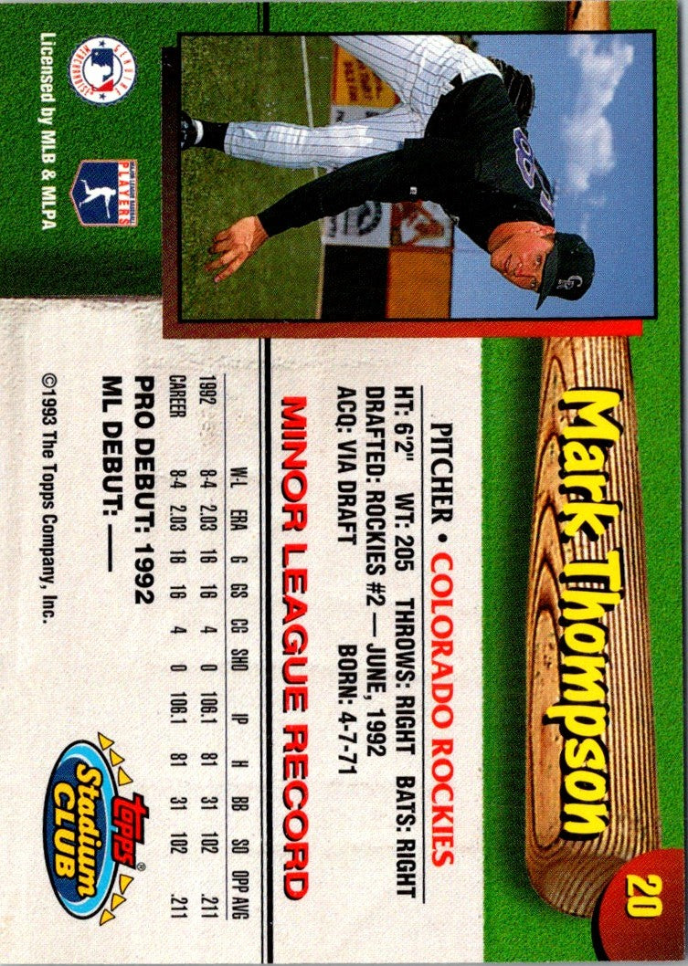 1993 Stadium Club Colorado Rockies Mark Thompson