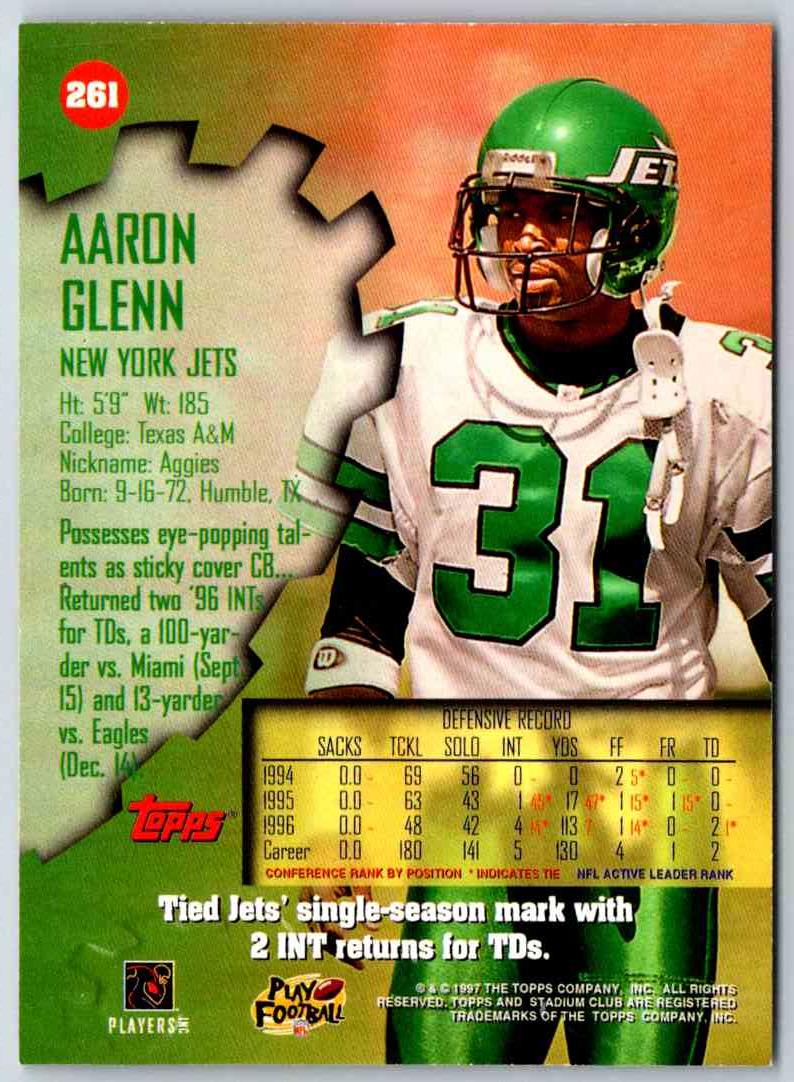 1997 Topps Stadium Club Football Aaron Glenn