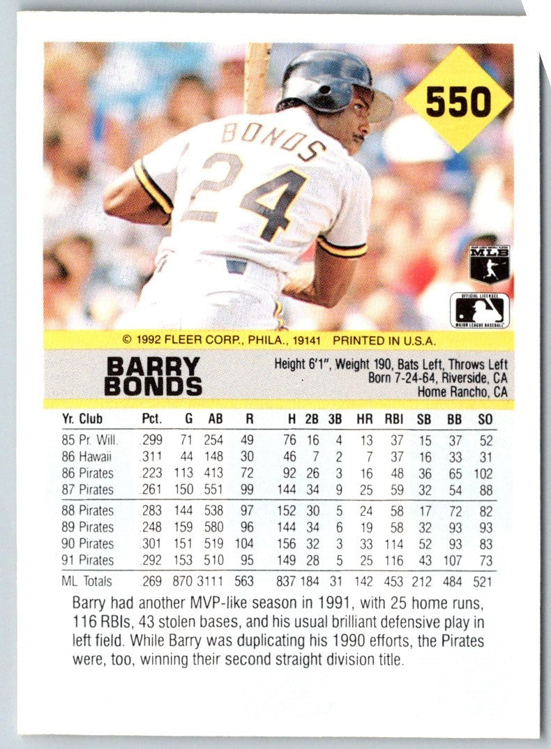 1992 Fleer Barry Bonds