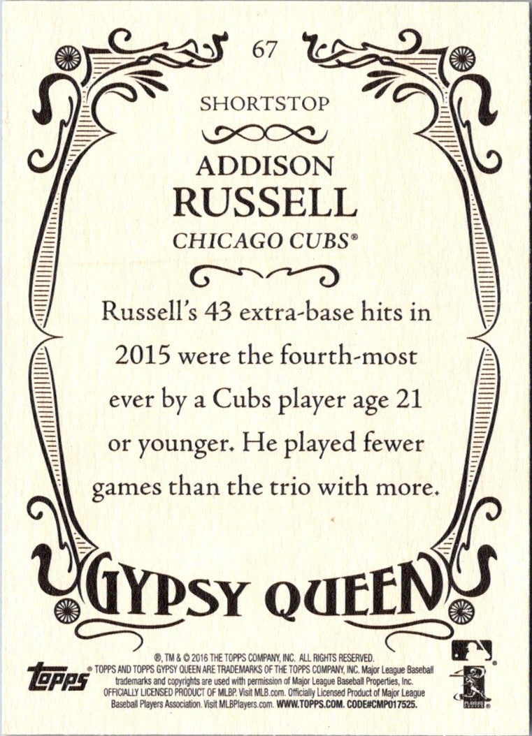 2016 Topps Gypsy Queen Addison Russell