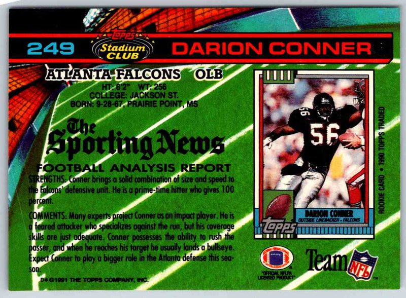 1991 Topps Stadium Club Football Darion Conner