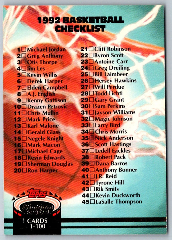 1992 Stadium Club Members Only Checklist 1- #189