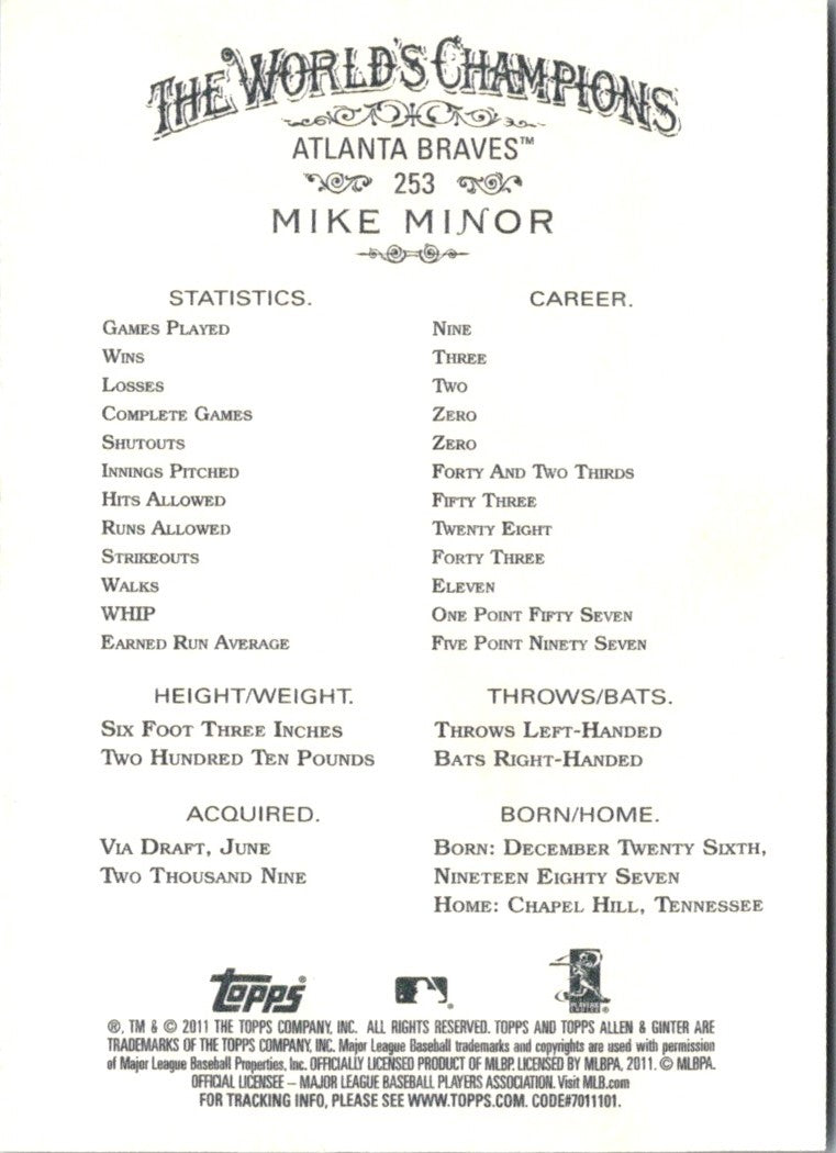 2011 Topps Allen & Ginter Mike Minor