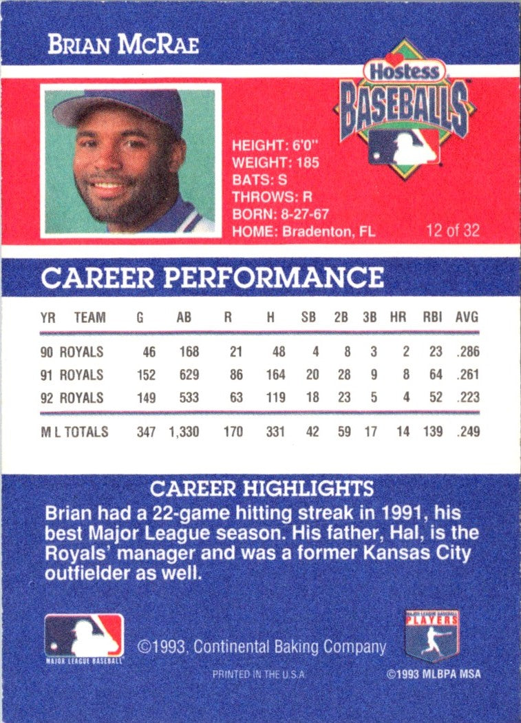 1993 Hostess Brian McRae