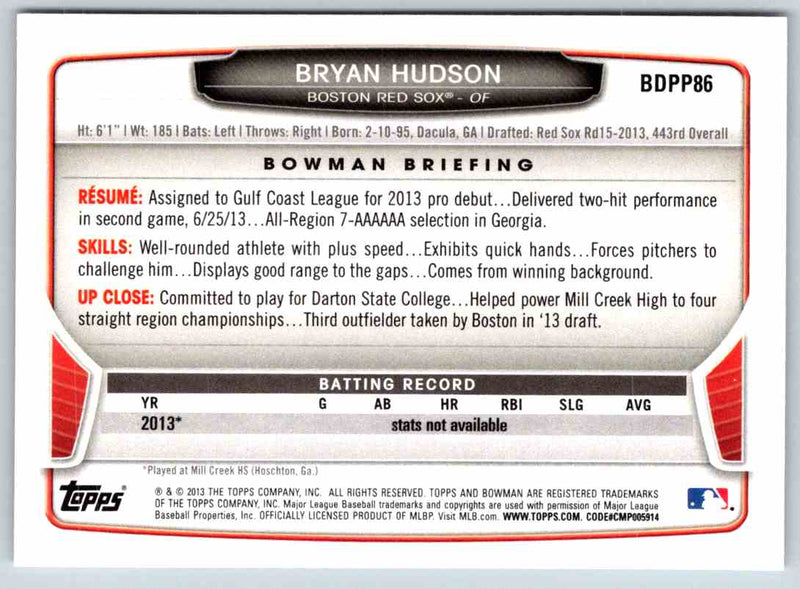 2013 Bowman Bryan Hudson