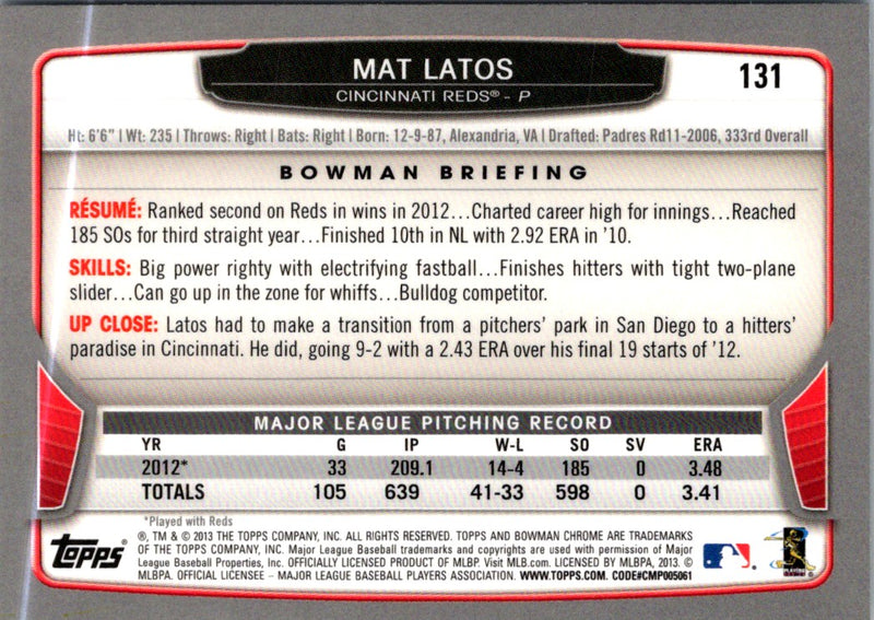 2013 Bowman Chrome Mat Latos