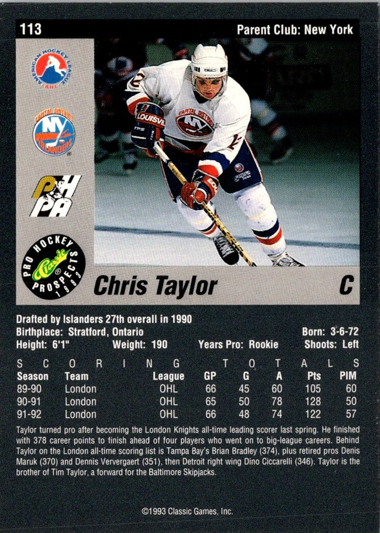 1993 Classic Pro Prospects Chris Taylor