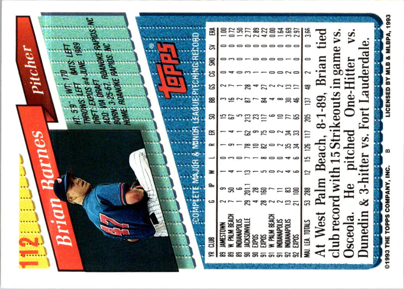 1993 Topps Brian Barnes