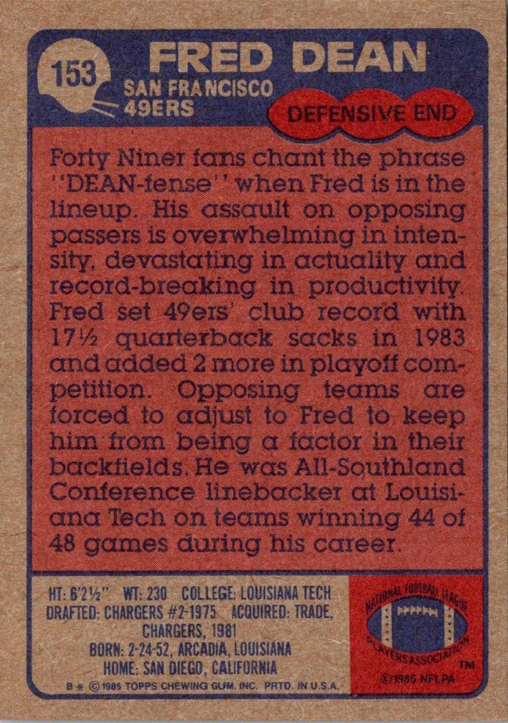 1985 Topps Fred Dean