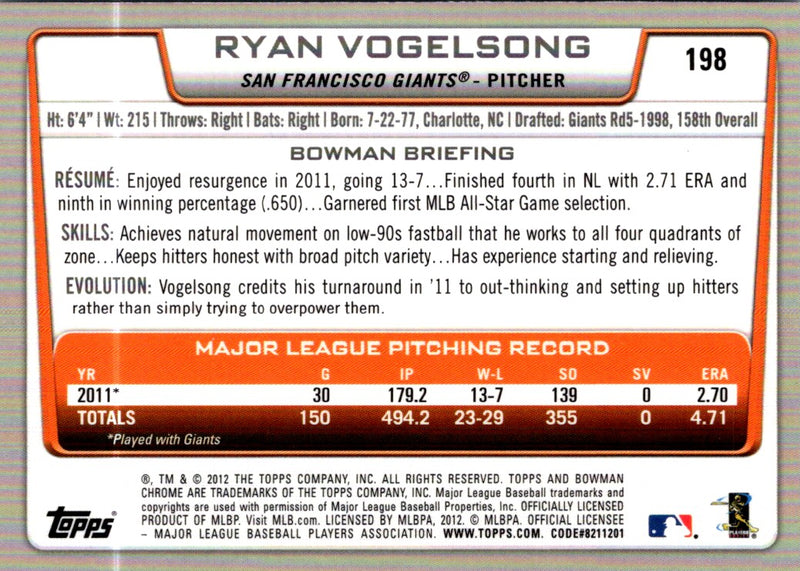 2012 Bowman Chrome Ryan Vogelsong