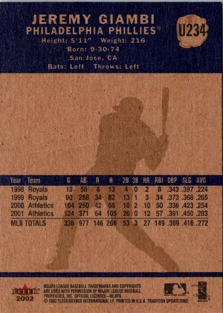 2002 Fleer Tradition Update Jeremy Giambi