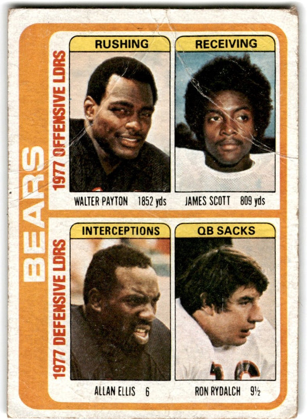 1978 Topps Walter Payton/James Scott/Allan Ellis/Ron Rydalch #504