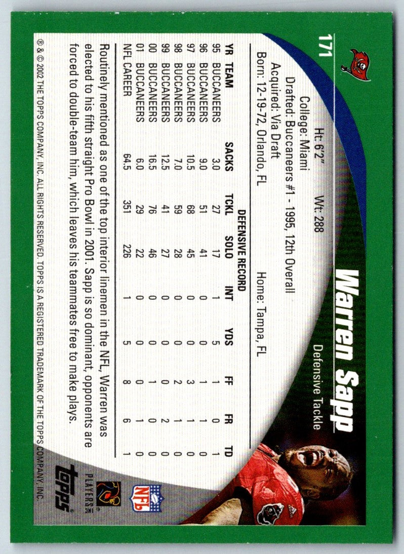 2002 Topps Warren Sapp