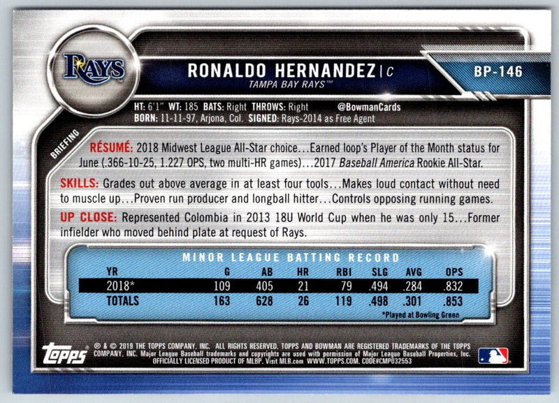 2019 Bowman Prospects Ronaldo Hernandez