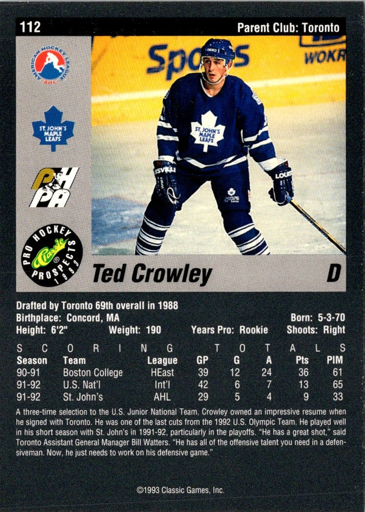 1993 Classic Pro Prospects Ted Crowley