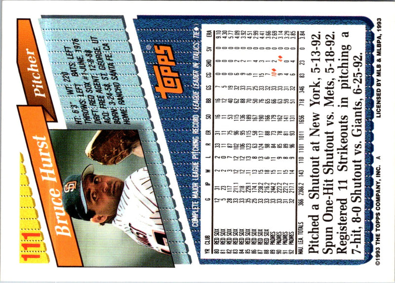 1993 Topps Bruce Hurst