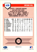 1991 Line Drive AAA Vancouver Canadians Ad Backs Orsino Hill