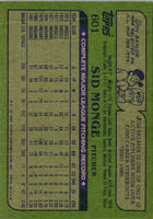 1982 Topps Blackless Sid Monge #601