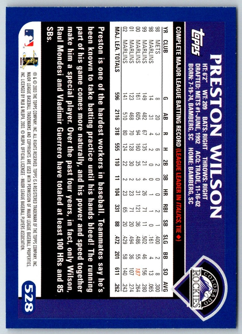 2003 Topps Preston Wilson