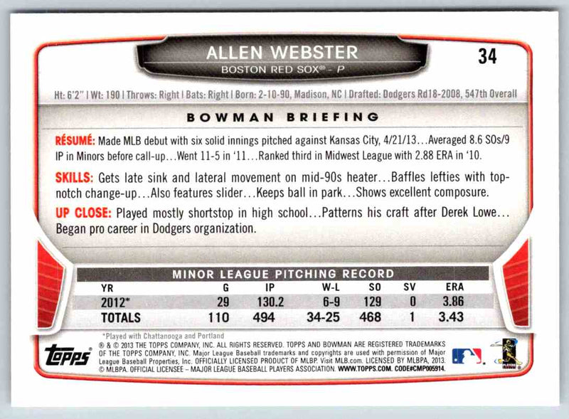 2013 Bowman Allen Webster