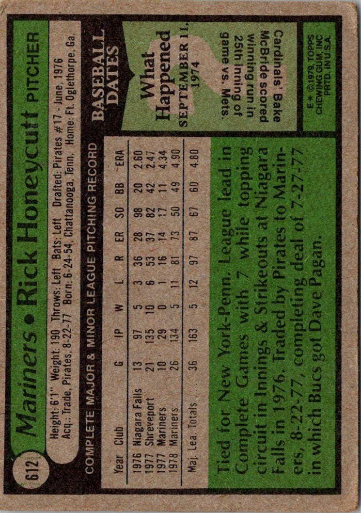 1979 Topps Rick Honeycutt