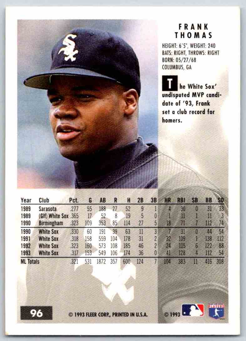 1994 Fleer Baseball Frank Thomas