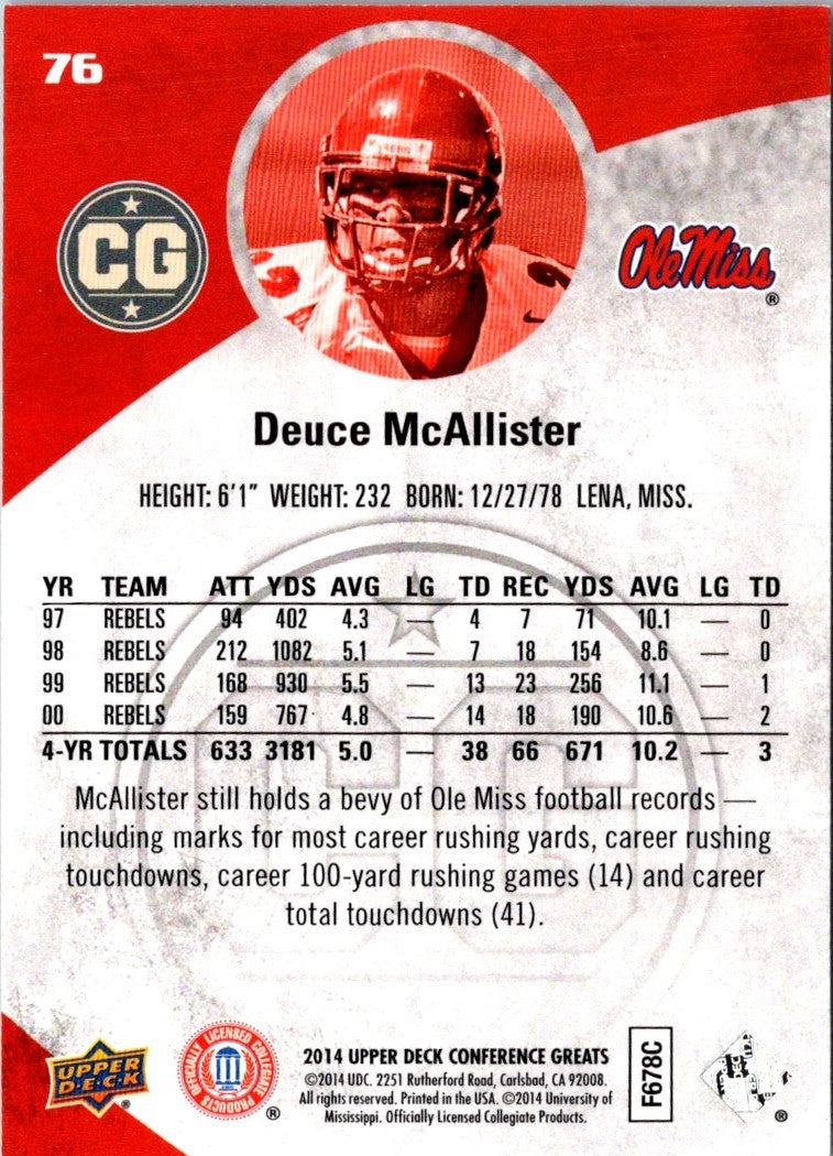 2014 Upper Deck Conference Greats Deuce McAllister