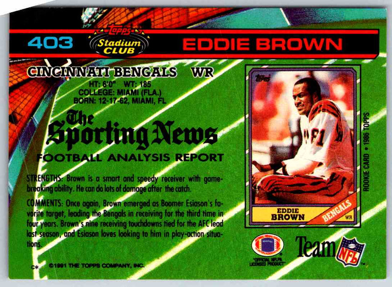 1991 Topps Stadium Club Football Eddie Brown