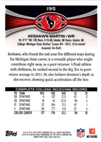 2012 Topps Keshawn Martin #195 Rookie