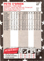 1988 Fleer Star Stickers Pete O'Brien #67