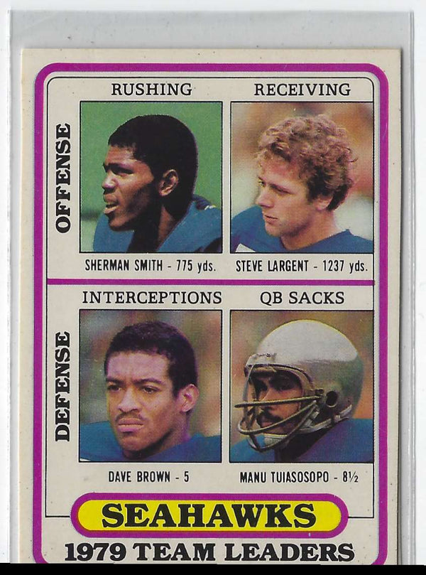 1980 Topps Team Checklists Sherman Smith/Steve Largent/Dave Brown/Manu Tuiasosopo #57