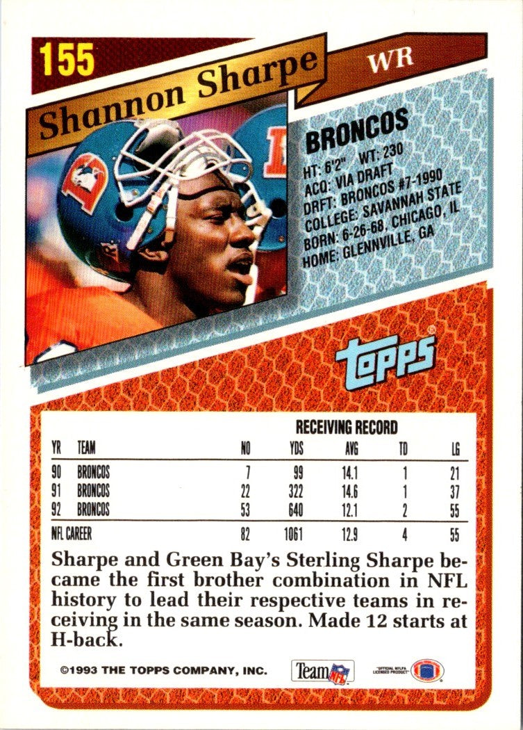 1993 Topps Shannon Sharpe