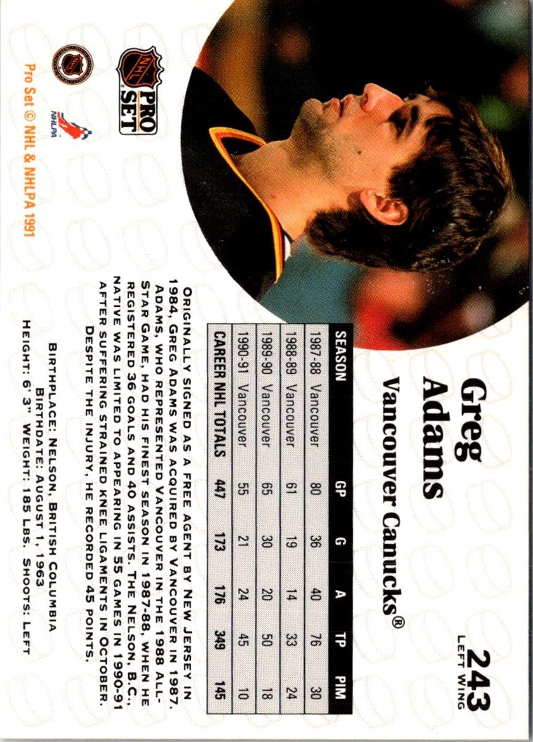 1991 Pro Set Greg Adams