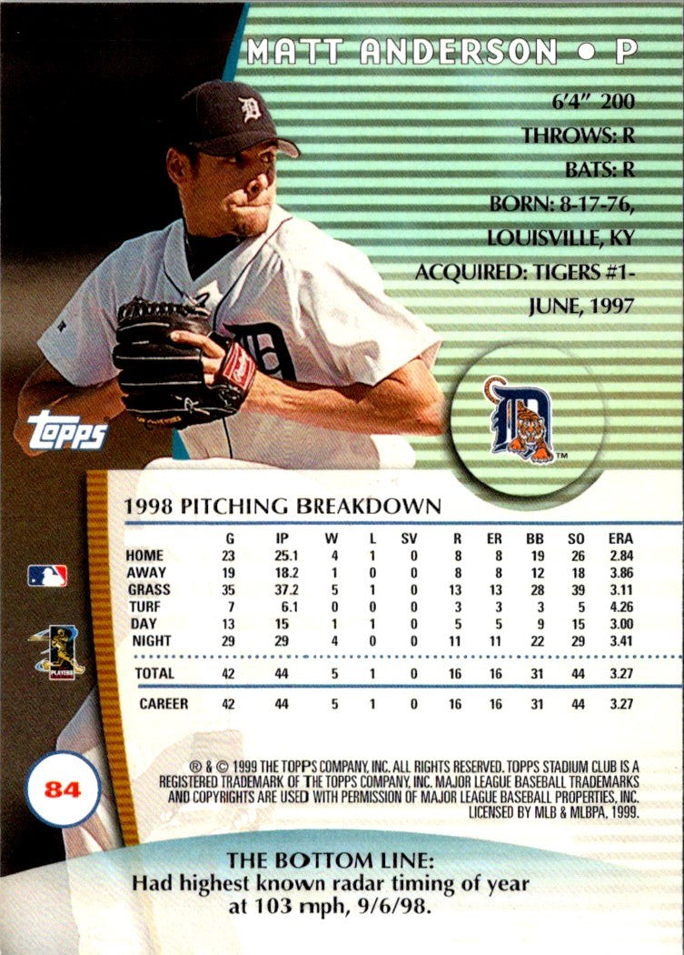 1999 Stadium Club Matt Anderson