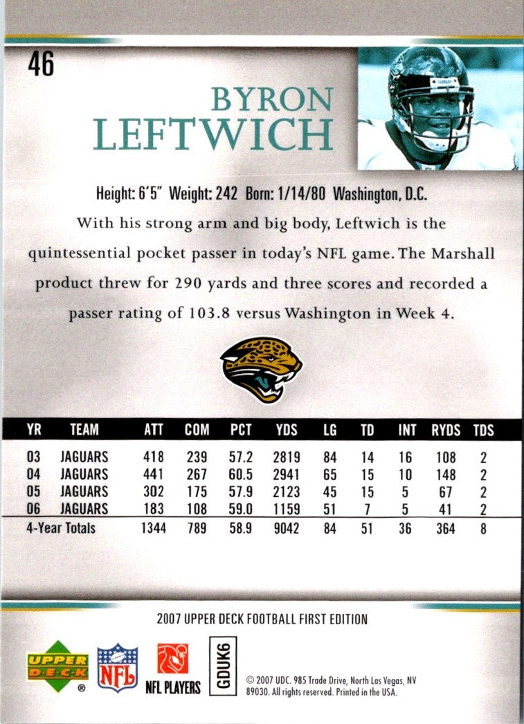 2007 Upper Deck First Edition Byron Leftwich