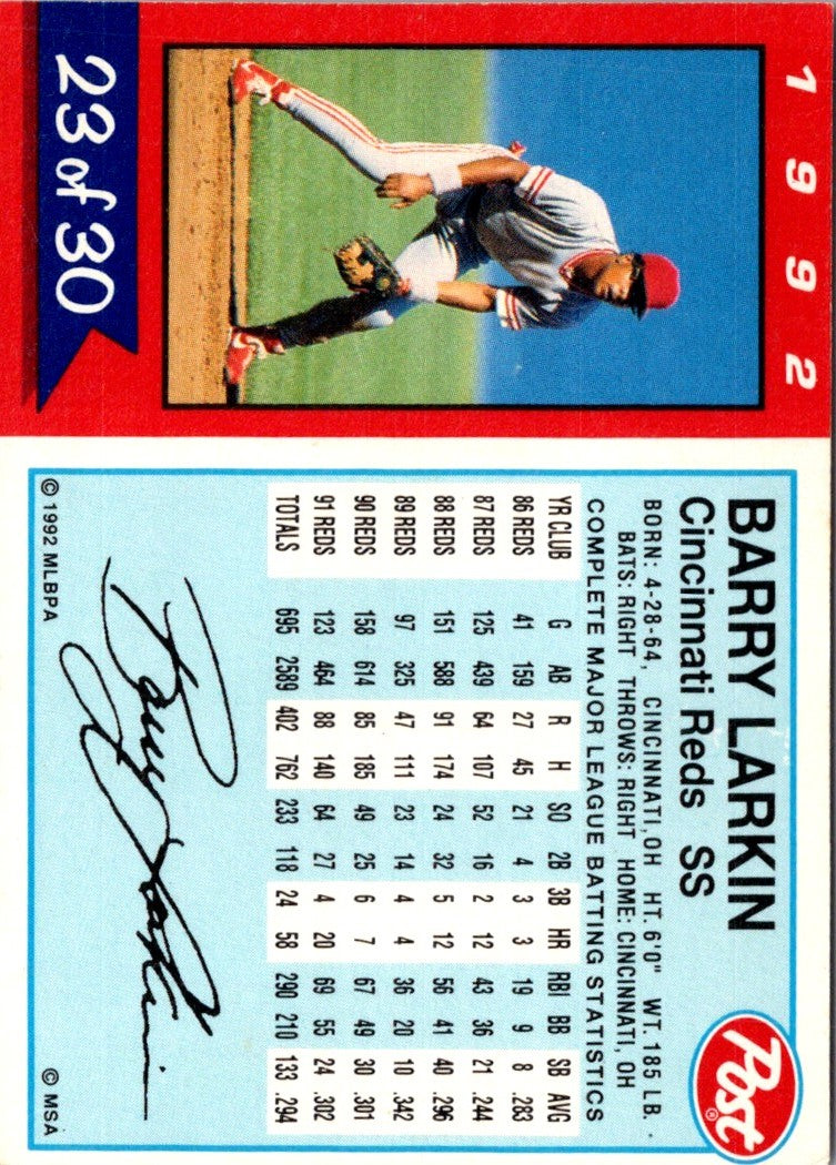 1992 Post Cereal Barry Larkin