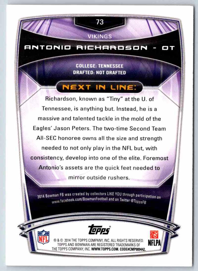 2014 Bowman Football Antonio Richardson