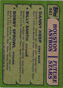 1982 Topps Astros Future Stars - Danny Heep/Billy Smith/Bobby Sprowl