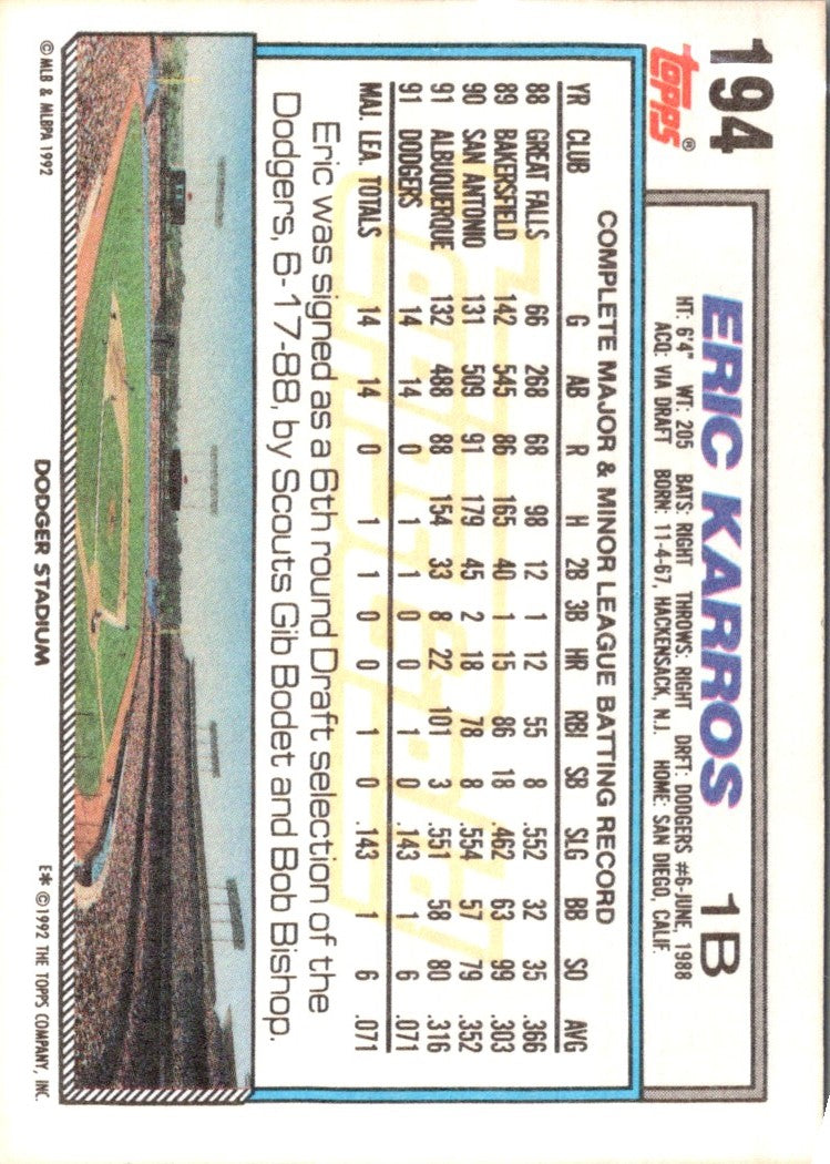 1992 Topps Eric Karros