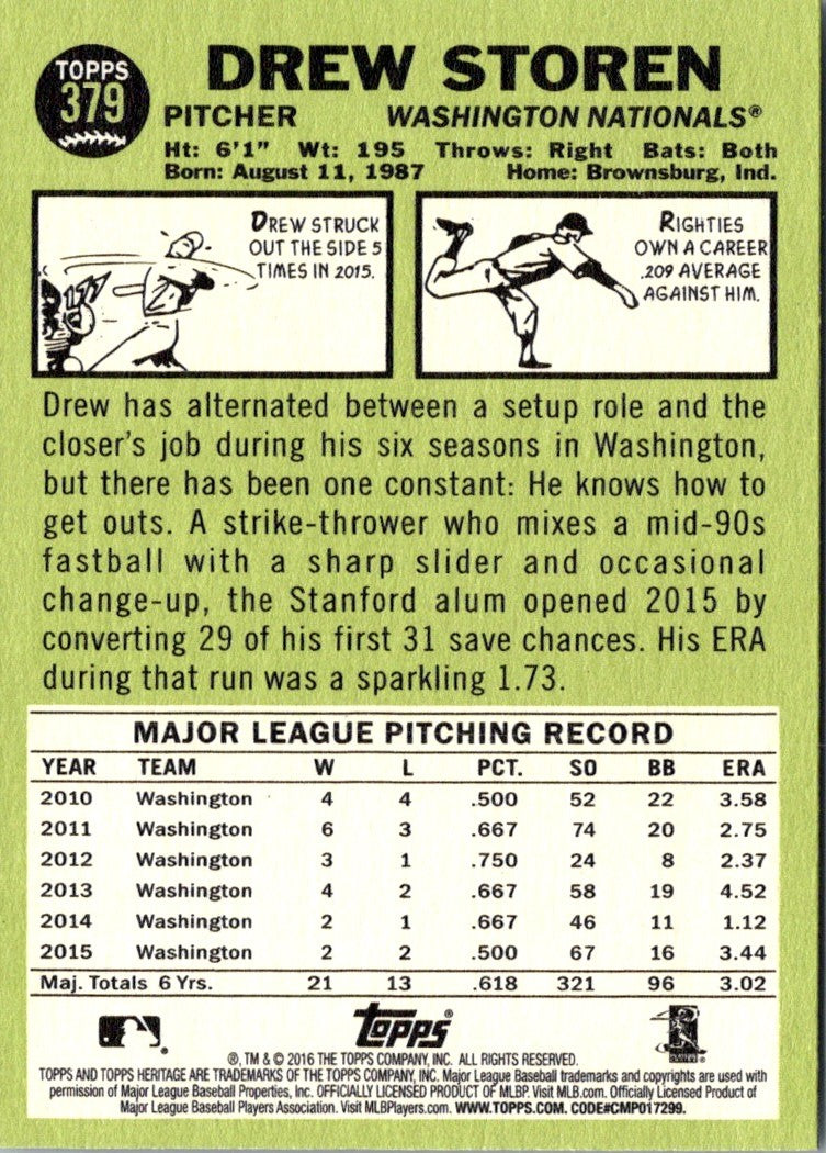 2016 Topps Heritage Drew Storen