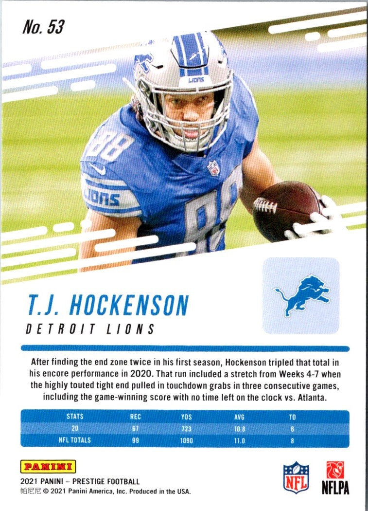 2021 Panini Prestige T.J. Hockenson