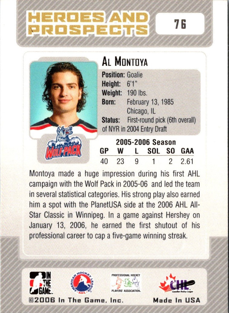 2006 In The Game Heroes and Prospects Al Montoya