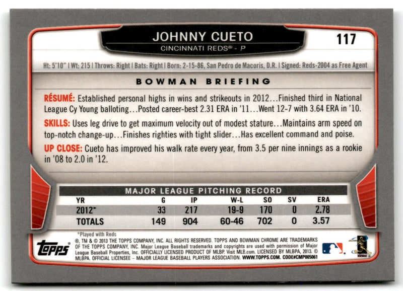 2013 Bowman Chrome Johnny Cueto